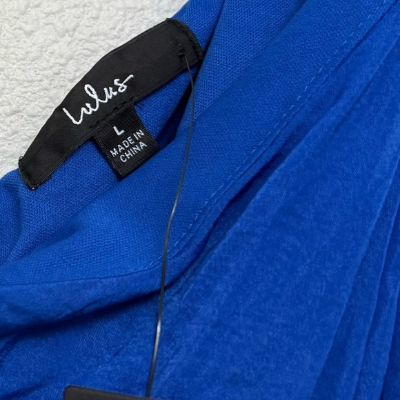 NEW Lulus Goddess Aura Cobalt Blue Satin One Shoulder Maxi Dress Slit Formal - Picture 7 of 9